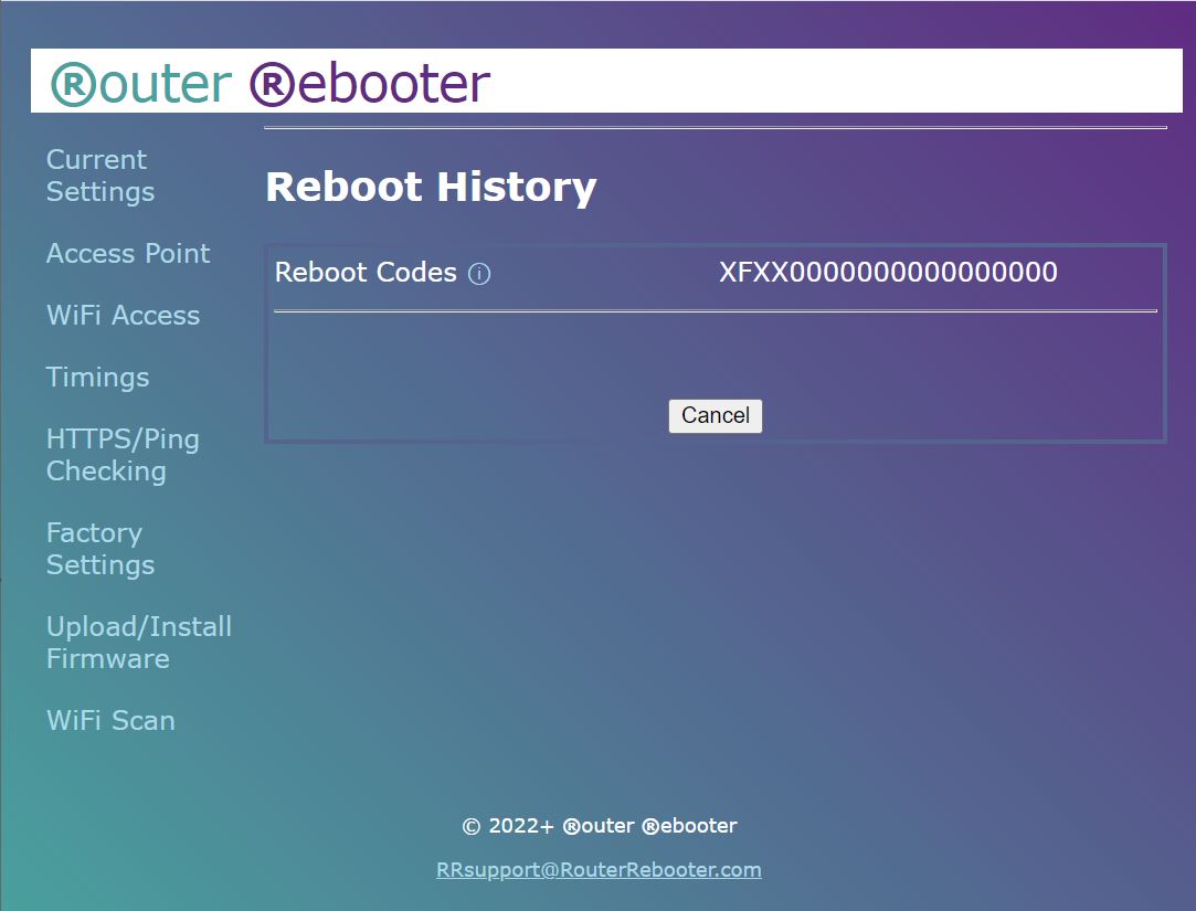 Router Rebooter Reboot History Menu